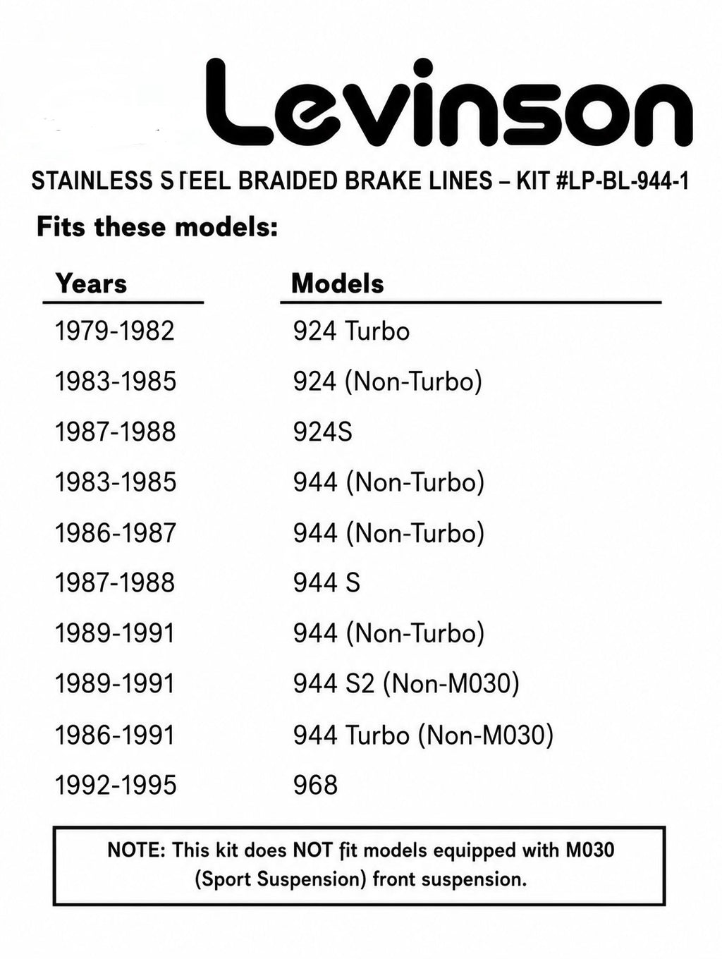 Stainless Steel Brake Lines with Clear Cover, 4-line kit for 924/944/968