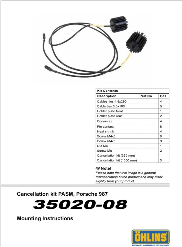 Ohlins 35020-08 PASM cancellation kit for Porsche 987
