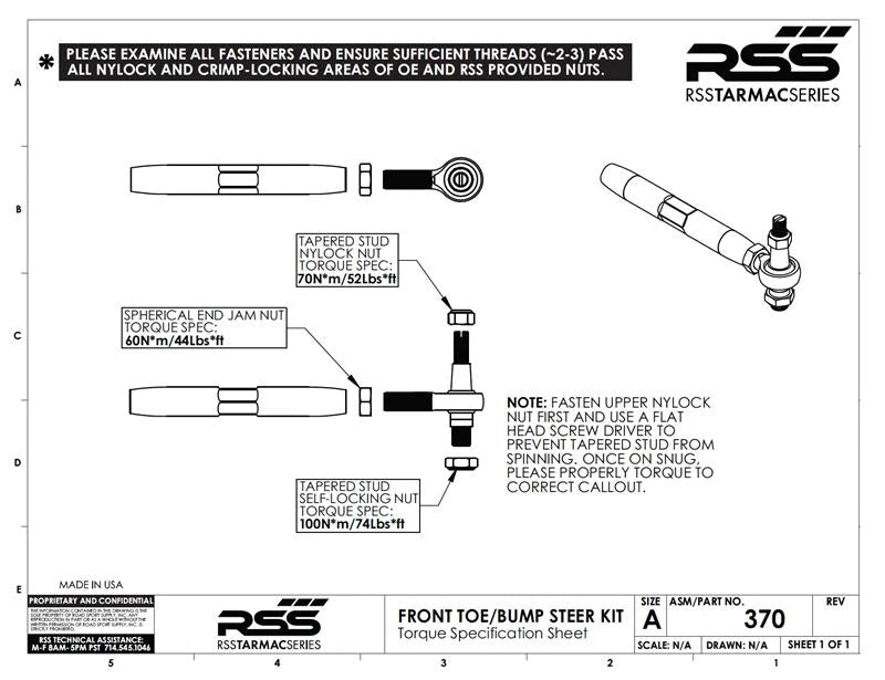 371 Front Toe Steer / Bump Steer Kit XL (981, 982, GT4, 991 all)