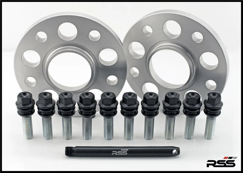 383 (7mm) Hubcentric "Split Finish" Silver Spacer/Black Wheel Bolts — image 1