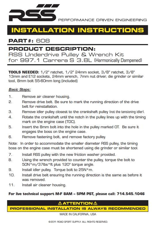 608 - Harmonically Damped - Underdrive Performance Pulley Kit (986, 987, 996, 997) — image 7
