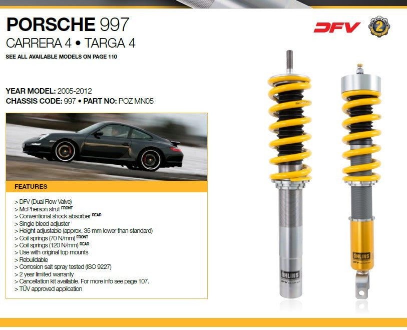 Ohlins Road & Track DFV Suspension Kit - 997 C4, Targa 4, 997 Turbo/S — image 2