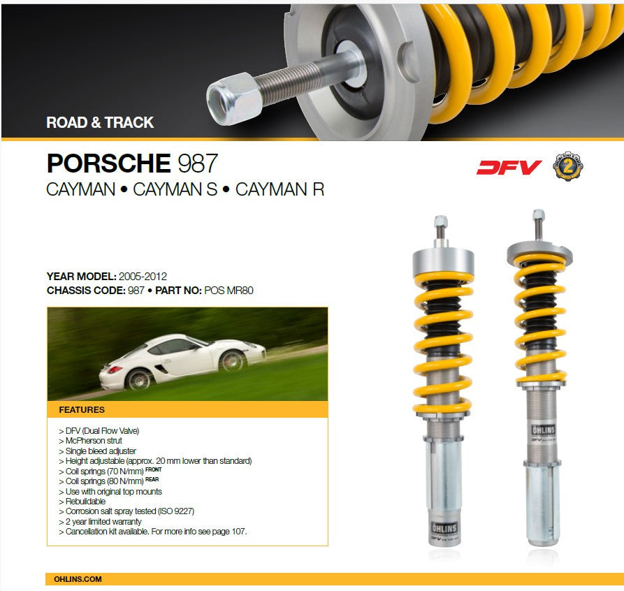 Ohlins Road & Track DFV Suspension Kit - 986/987 Boxster/Cayman — image 1