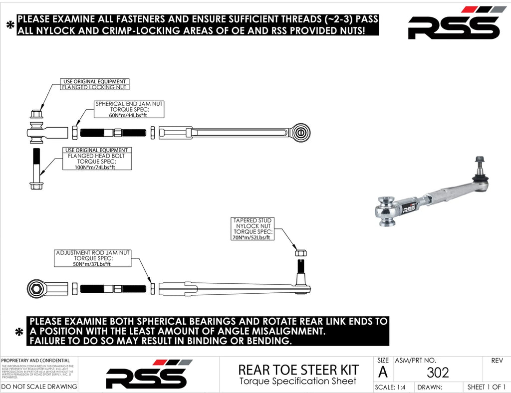 302 Rear Adjustable Toe Steer Kit (GT4 981 + 718)