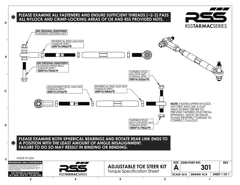 301 Rear Adjustable Toe Steer Kit (981, 982, 718)